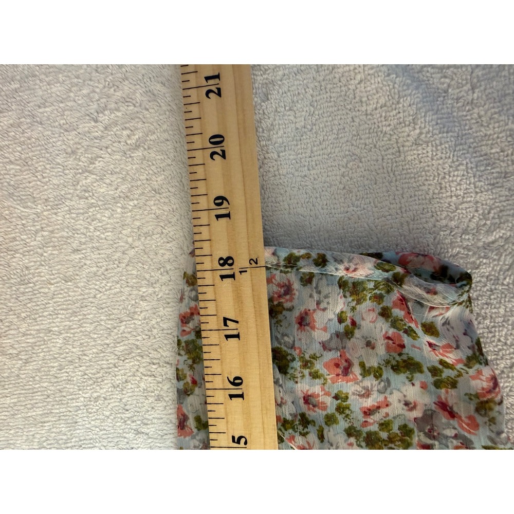 Fig and Flower Floral Henley Tunic Top 3/4 Sleeve Pink Green Medium - Picture 5 of 7